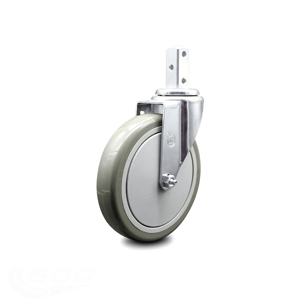 6 Inch Gray Polyurethane Wheel Swivel 7/8 Inch Square Stem Caster SCC